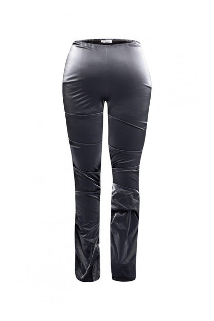 Velvet Pu Ruched Pants - Tigbul's Variety Fashion Shop