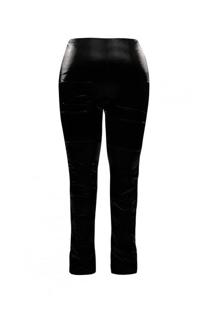 Velvet Pu Ruched Pants - Tigbul's Variety Fashion Shop