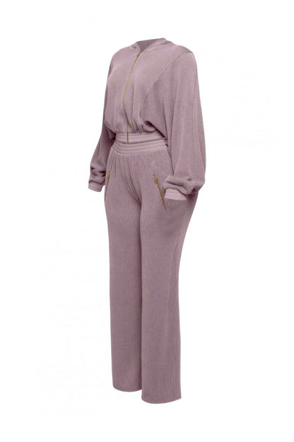 Zipper Closure Hoodie Jacket & Pants Set - Tigbul's Variety Fashion Shop