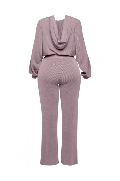 Zipper Closure Hoodie Jacket & Pants Set - Tigbul's Variety Fashion Shop