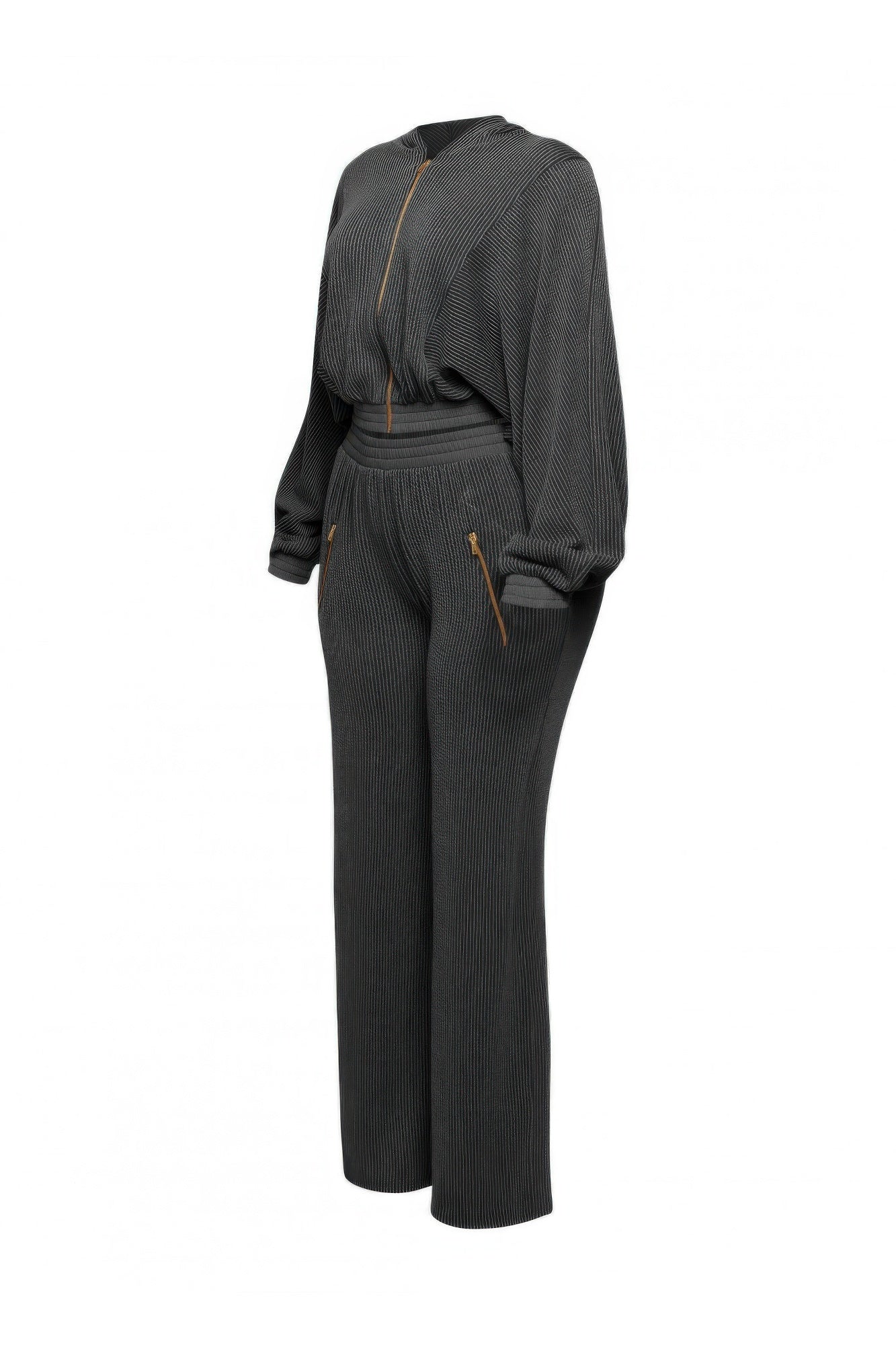 Zipper Closure Hoodie Jacket & Pants Set - Tigbul's Variety Fashion Shop