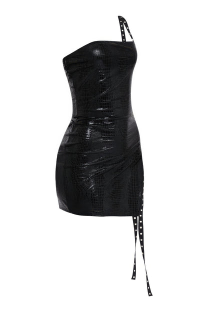 Side Open Lace Up Black Tube Dress - Tigbul's Variety Fashion Shop