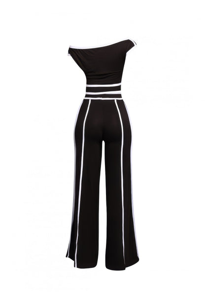 Color Contrast Detailed Off Shoulder Set - Tigbul's Variety Fashion Shop
