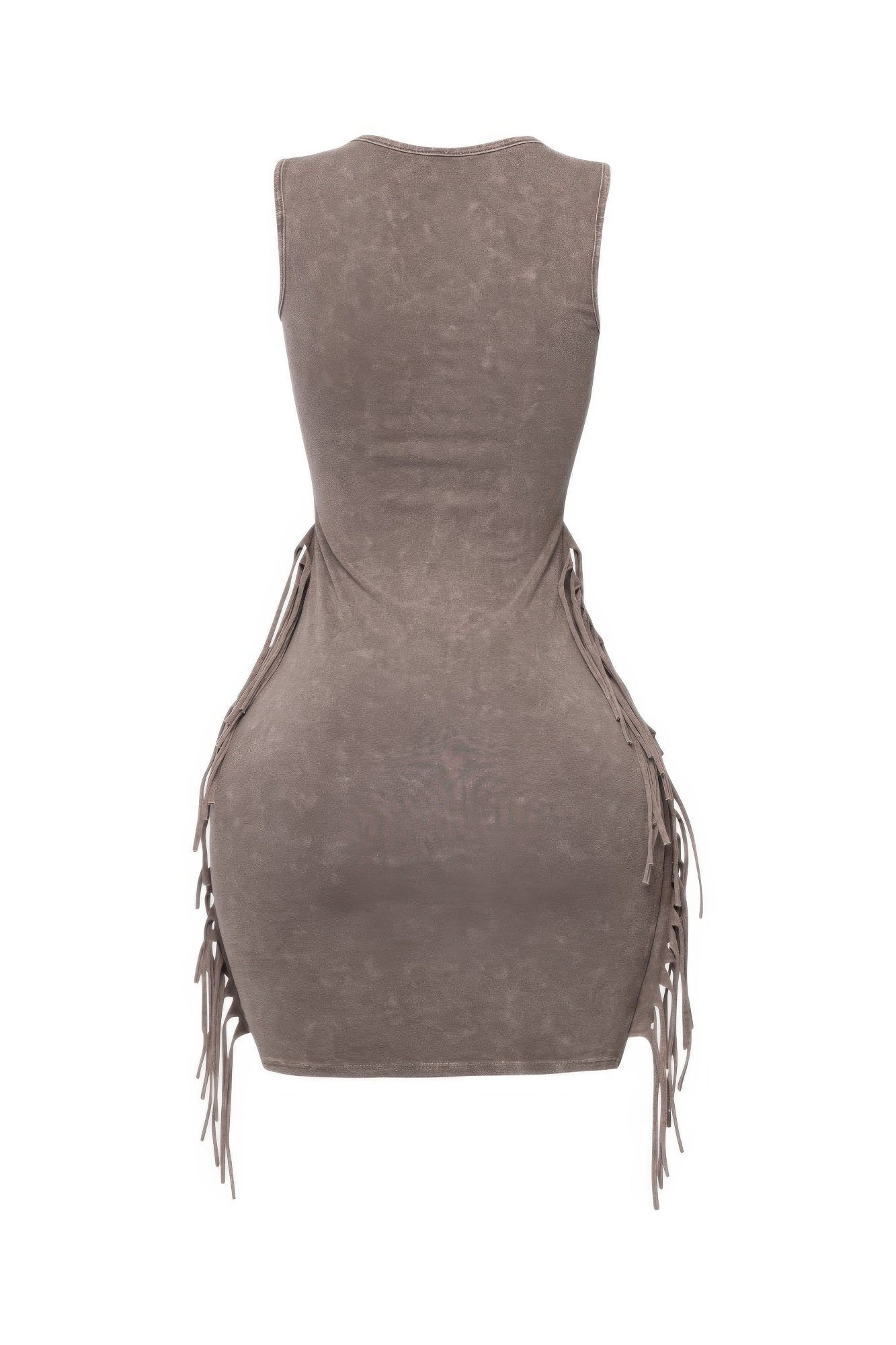 Mineral Washed Side Fringe Mini Dress - Tigbul's Variety Fashion Shop