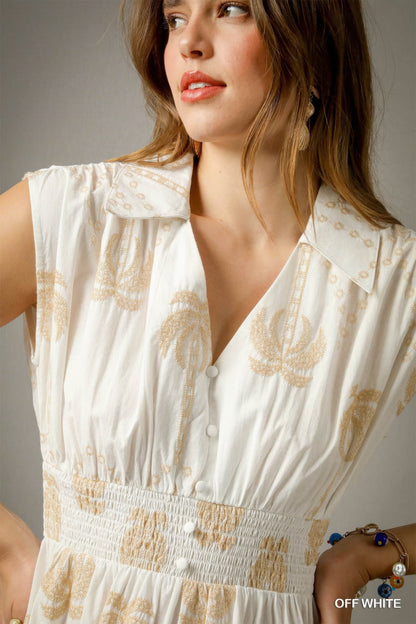 Tropical Breeze Embroidered Midi Dress - Tigbul's Variety Fashion Shop