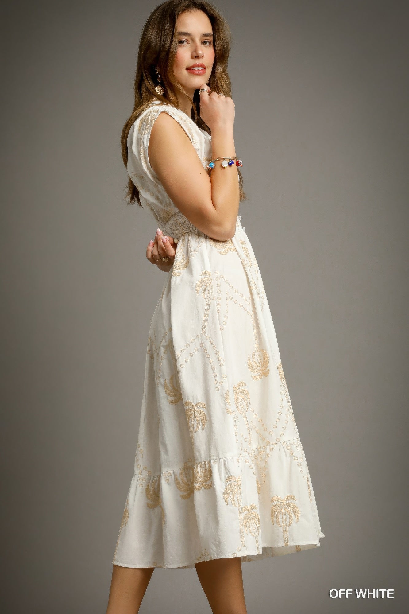 Tropical Breeze Embroidered Midi Dress - Tigbul's Variety Fashion Shop