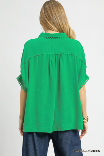 Fresh Flair Scallop Trim Blouse - Tigbul's Variety Fashion Shop