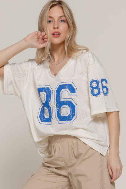 Silk Screen Print Mesh Oversize Basball T-shirt - Tigbul's Variety Fashion Shop