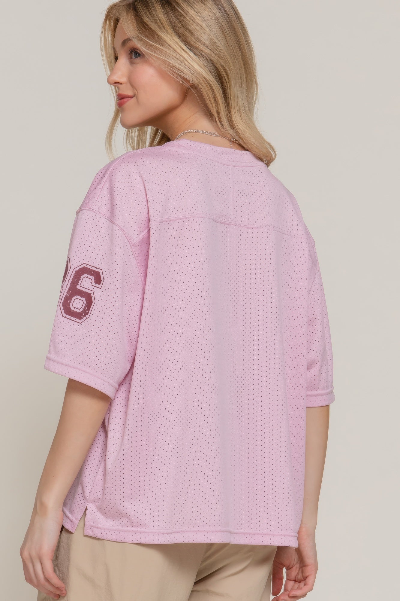Silk Screen Print Mesh Oversize Basball T-shirt - Tigbul's Variety Fashion Shop
