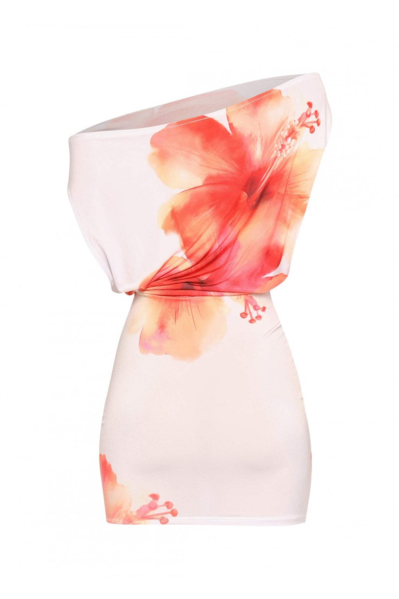 Plus Size Large Flower Printed Draped Mini Dress - Tigbul's Variety Fashion Shop