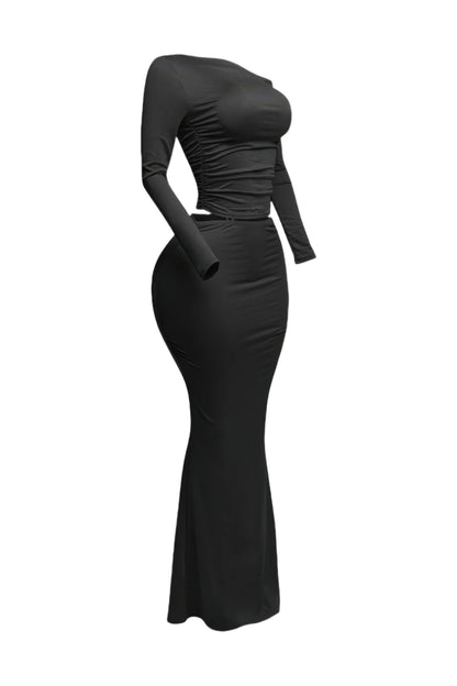 Plus Size One Side Off Shoulder Top & Skirt Set - Tigbul's Variety Fashion Shop