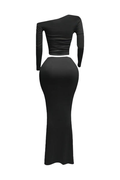 Plus Size One Side Off Shoulder Top & Skirt Set - Tigbul's Variety Fashion Shop