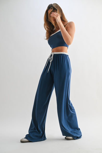 Drawstring Lounge Pants & Crop Top Set - Tigbul's Variety Fashion Shop
