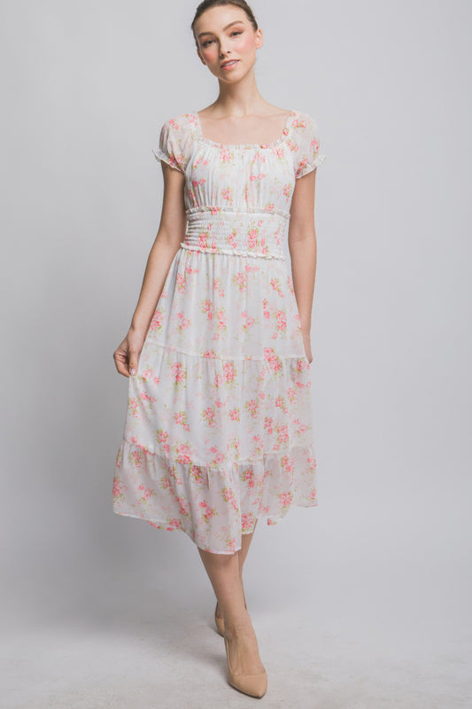 Short Sleeve Floral Maxi Dress - Tigbul's Variety Fashion Shop