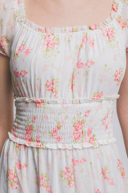 Short Sleeve Floral Maxi Dress - Tigbul's Variety Fashion Shop