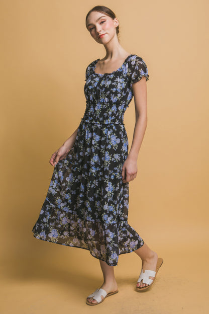 Short Sleeve Floral Maxi Dress - Tigbul's Variety Fashion Shop