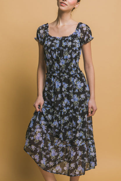 Short Sleeve Floral Maxi Dress - Tigbul's Variety Fashion Shop