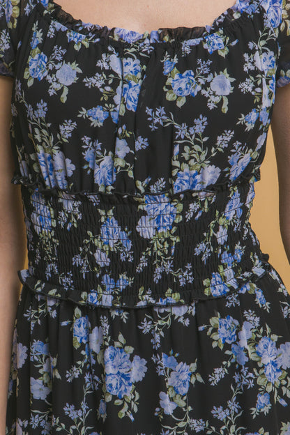 Short Sleeve Floral Maxi Dress - Tigbul's Variety Fashion Shop