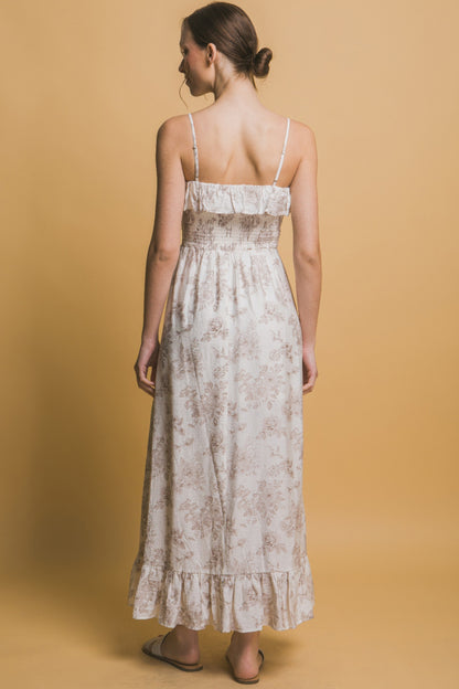 Smocked Floral Maxi Dress - Tigbul's Variety Fashion Shop