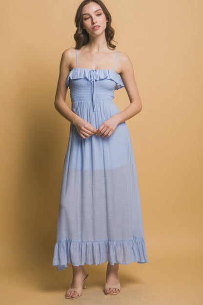 Smocked Ruffle Maxi Dress - Tigbul's Variety Fashion Shop