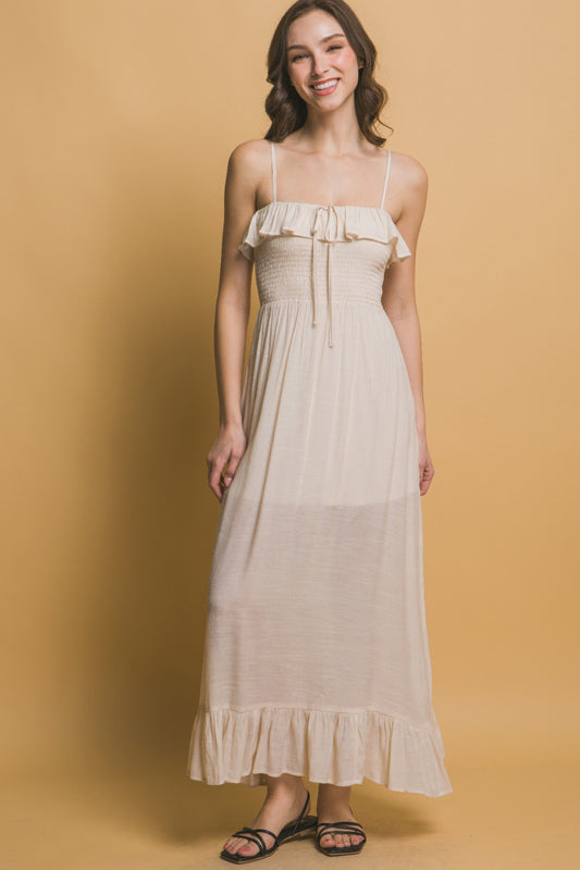 Smocked Ruffle Maxi Dress - Tigbul's Variety Fashion Shop