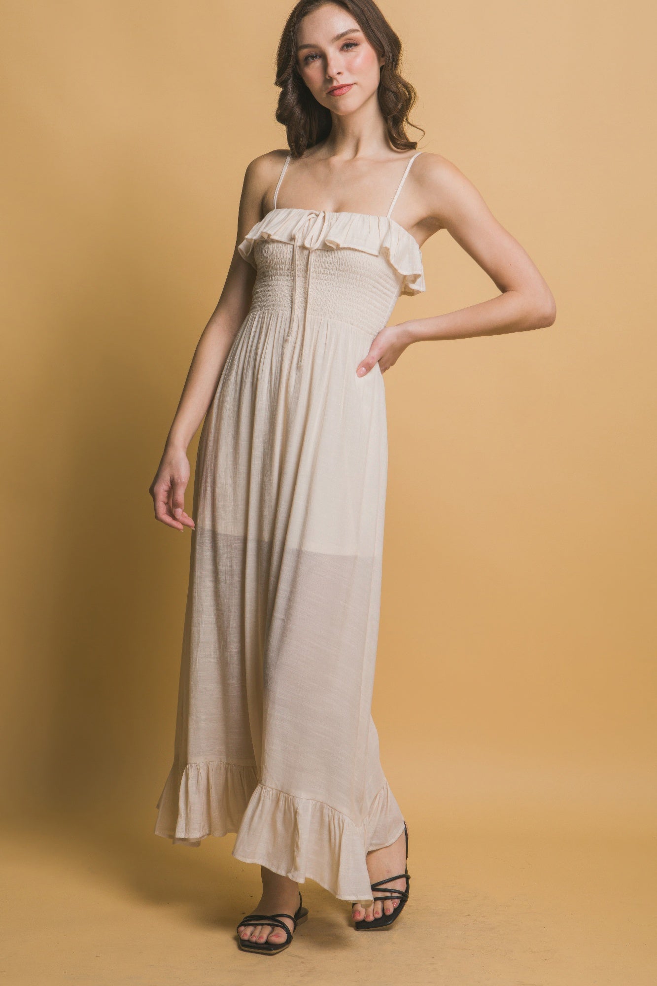 Smocked Ruffle Maxi Dress - Tigbul's Variety Fashion Shop