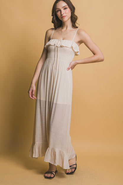 Smocked Ruffle Maxi Dress - Tigbul's Variety Fashion Shop