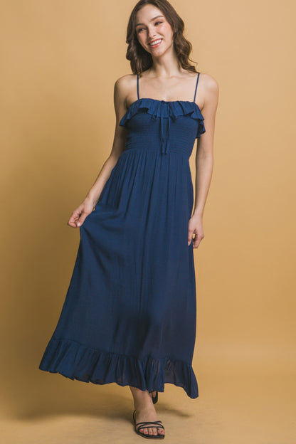 Smocked Ruffle Maxi Dress - Tigbul's Variety Fashion Shop
