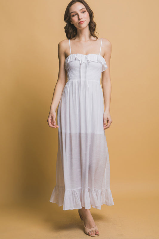 Smocked Ruffle Maxi Dress - Tigbul's Variety Fashion Shop