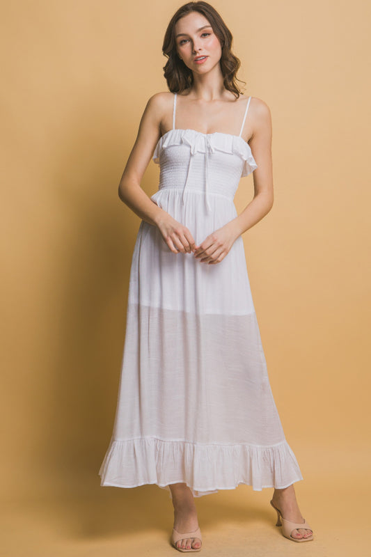 Smocked Ruffle Maxi Dress - Tigbul's Variety Fashion Shop