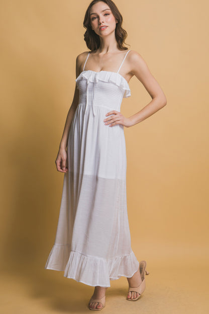Smocked Ruffle Maxi Dress - Tigbul's Variety Fashion Shop