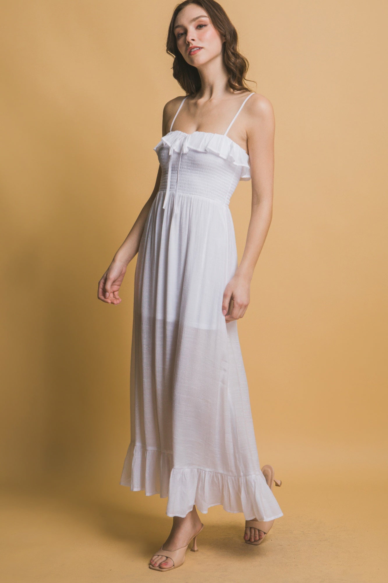 Smocked Ruffle Maxi Dress - Tigbul's Variety Fashion Shop