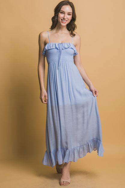 Smocked Ruffle Maxi Dress - Tigbul's Variety Fashion Shop