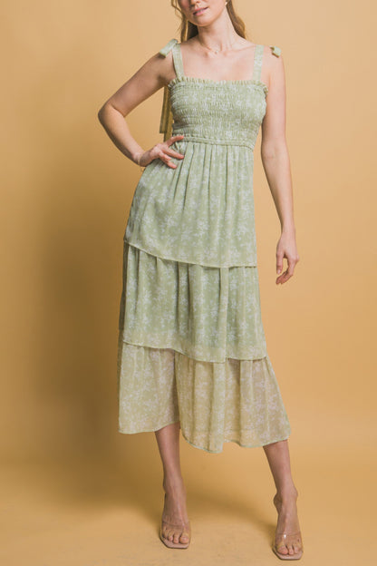 Tiered Midi Floral Dress - Tigbul's Variety Fashion Shop