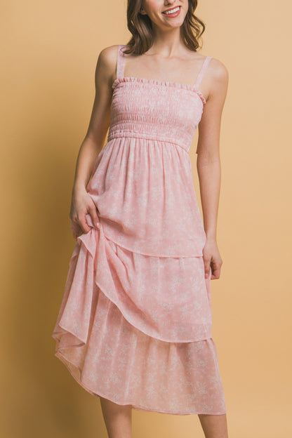 Tiered Midi Floral Dress - Tigbul's Variety Fashion Shop