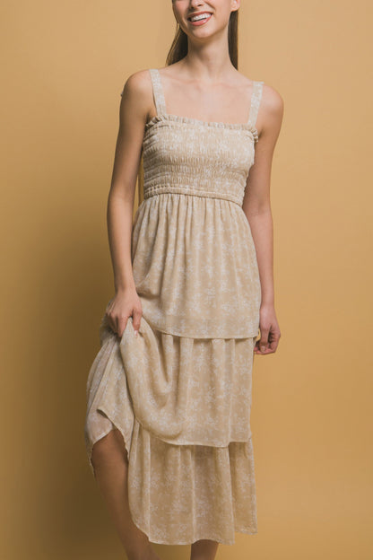Tiered Midi Floral Dress - Tigbul's Variety Fashion Shop