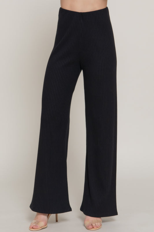 Inside Elastic Waistband Wide Rib Knit Pants - Tigbul's Variety Fashion Shop