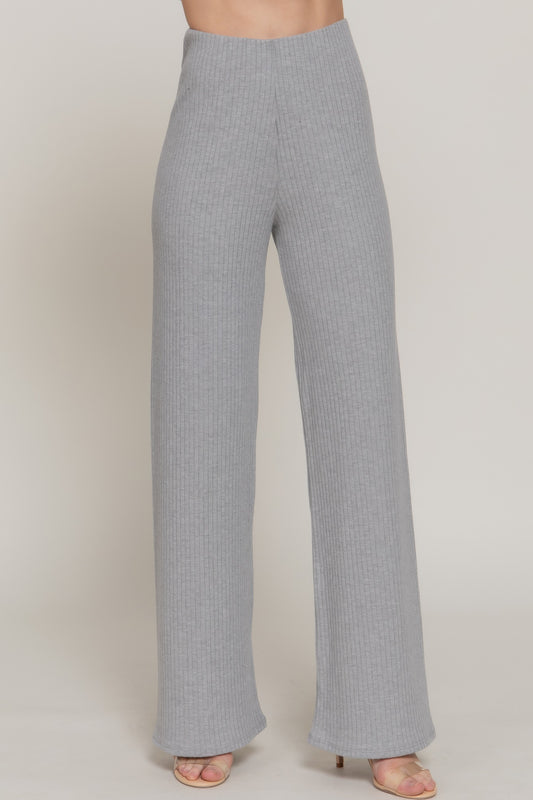 Inside Elastic Waistband Wide Rib Knit Pants - Tigbul's Variety Fashion Shop