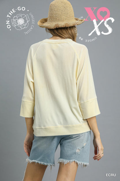 Ribbed Knit Oversized Top - Tigbul's Variety Fashion Shop