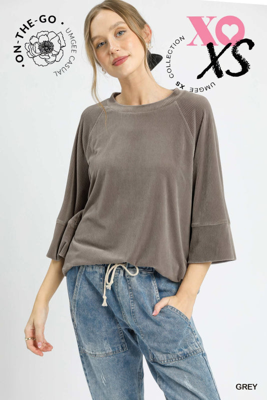 Ribbed Knit Oversized Top - Tigbul's Variety Fashion Shop