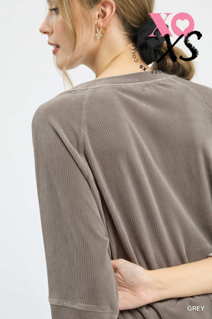 Ribbed Knit Oversized Top - Tigbul's Variety Fashion Shop