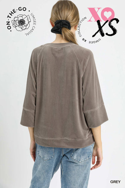 Ribbed Knit Oversized Top - Tigbul's Variety Fashion Shop