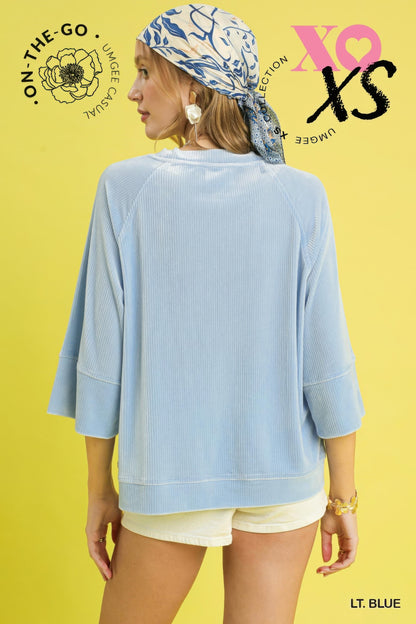 Ribbed Knit Oversized Top - Tigbul's Variety Fashion Shop