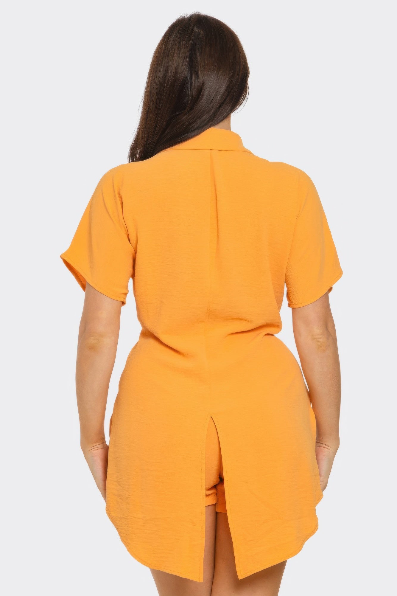 Front Tie Back Oversized Slit Top And Shorts Set - Tigbul's Variety Fashion Shop