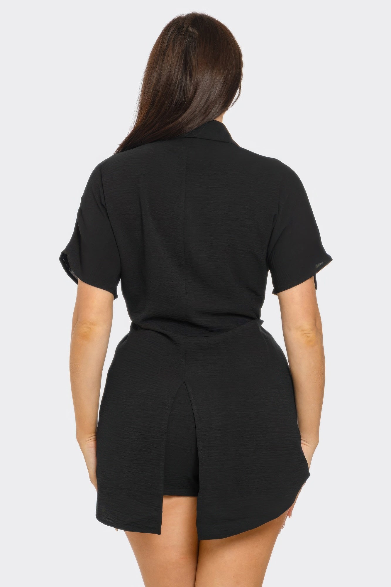 Front Tie Back Oversized Slit Top And Shorts Set - Tigbul's Variety Fashion Shop