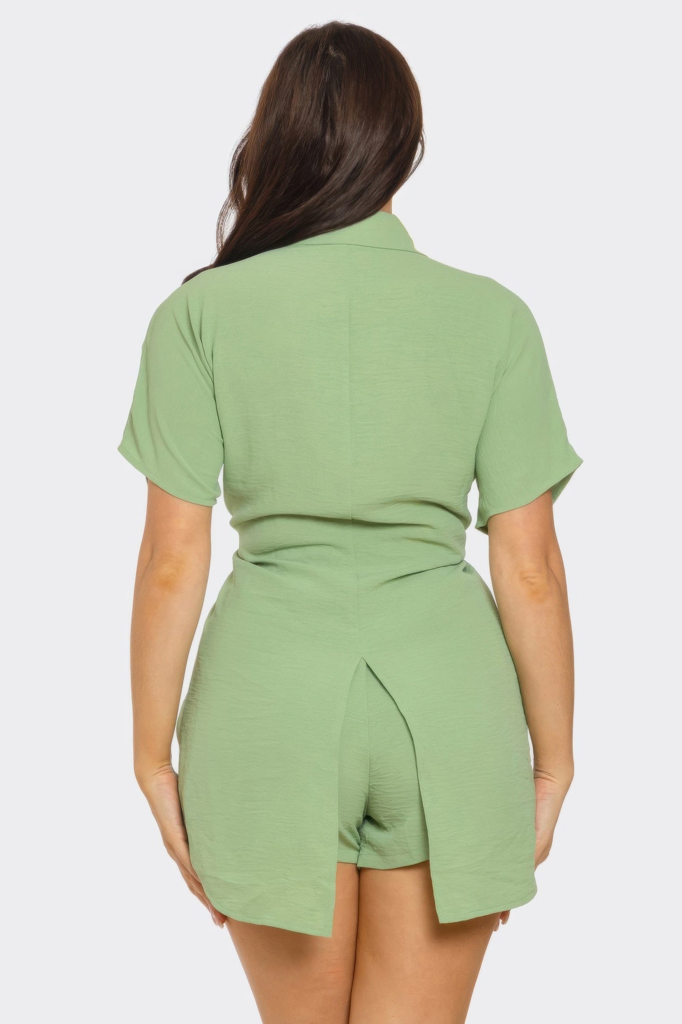 Front Tie Back Oversized Slit Top And Shorts Set - Tigbul's Variety Fashion Shop