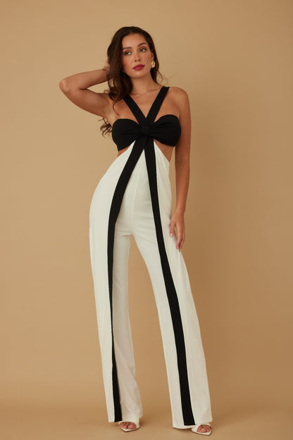 X Ribbon Open Jumpsuit - Tigbul's Variety Fashion Shop