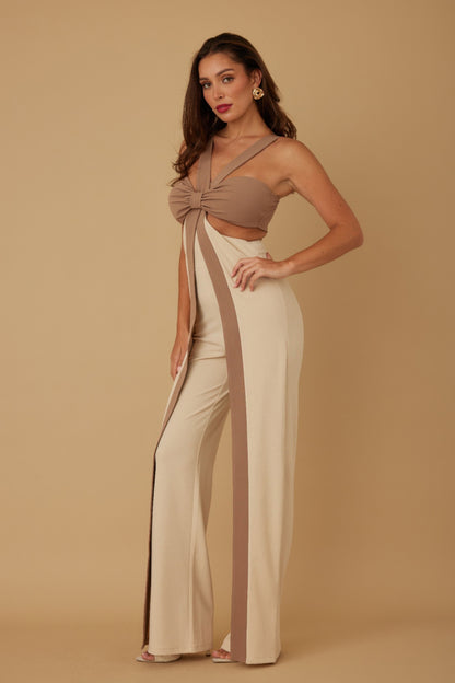 X Ribbon Open Jumpsuit - Tigbul's Variety Fashion Shop
