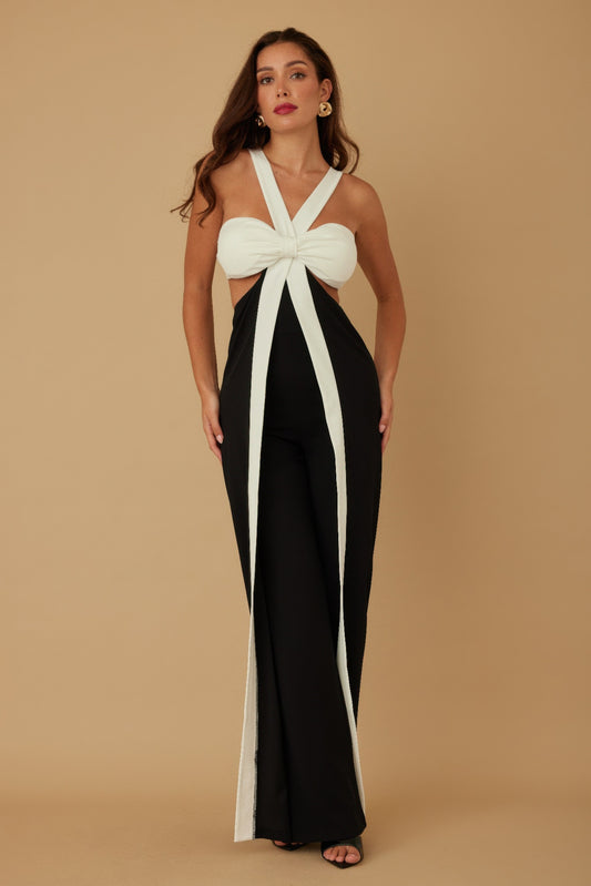 X Ribbon Open Jumpsuit - Tigbul's Variety Fashion Shop