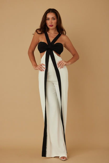 X Ribbon Open Jumpsuit - Tigbul's Variety Fashion Shop